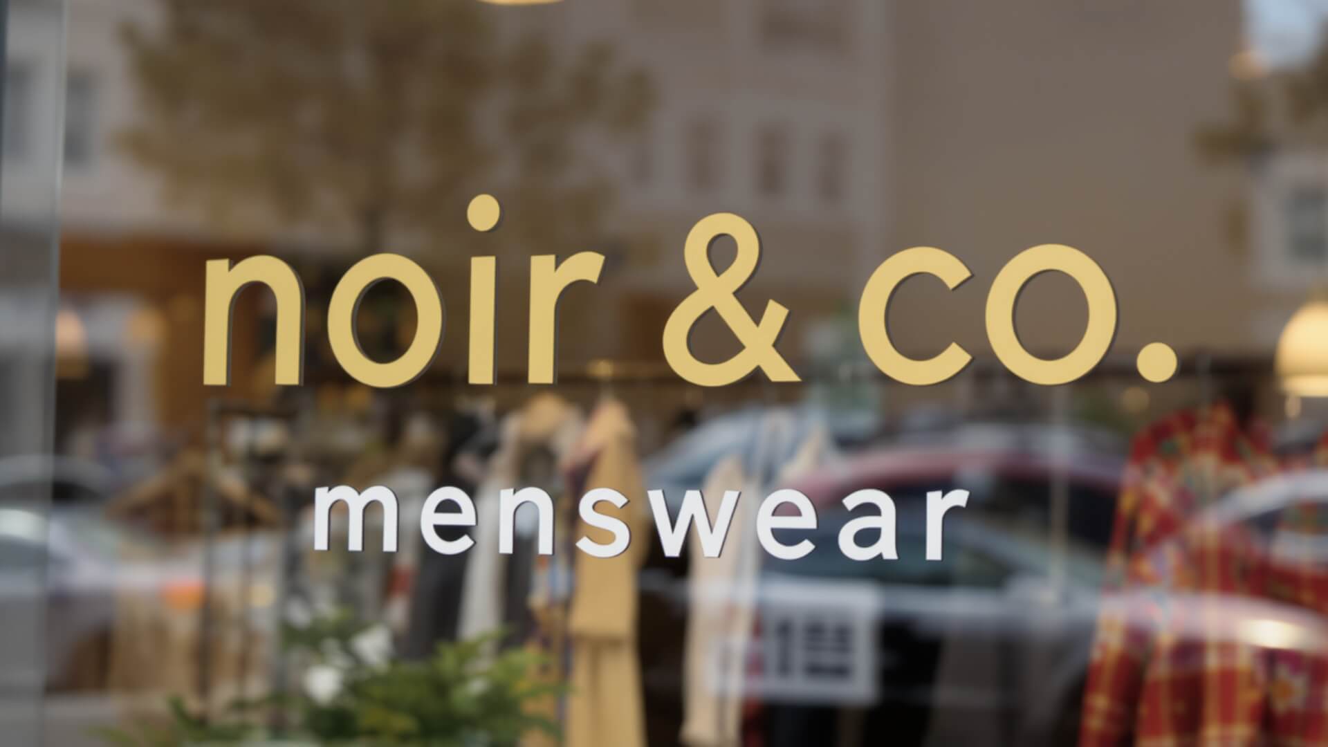 Custom Decals 91 noir and co. menswear gold leaf lettering in new york