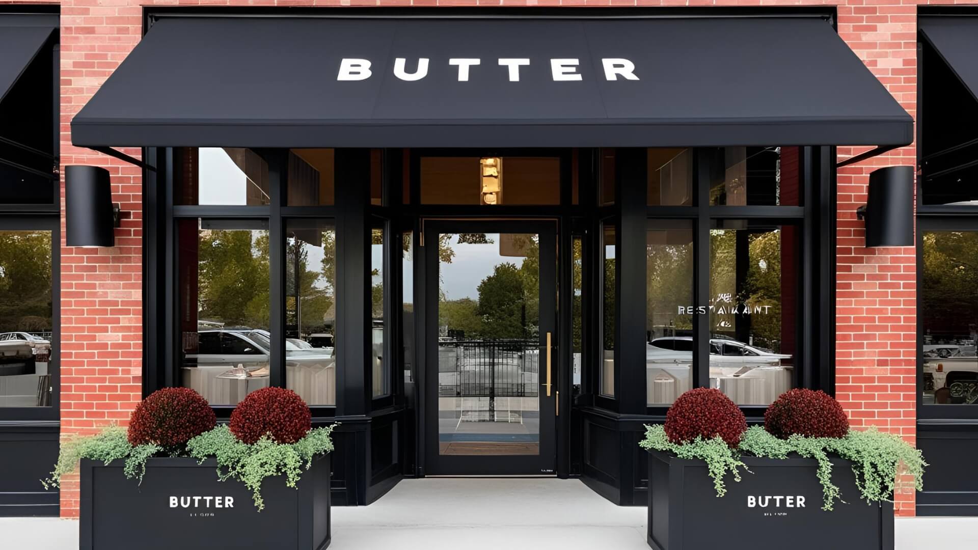 restaurant entrance with awning vestibule in new york city
