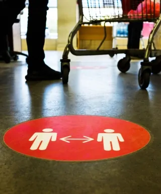 social distancing floor decal for supermarkets