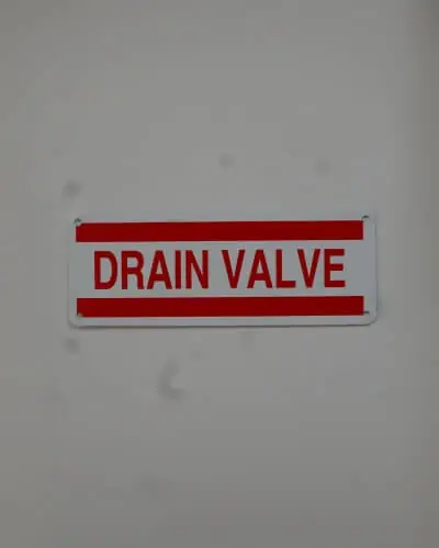 Drain Value fire safety sign