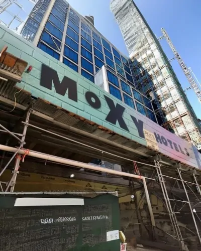 Moxy Hotels scaffolding wraps ny