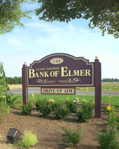 bank of elmer carved sign