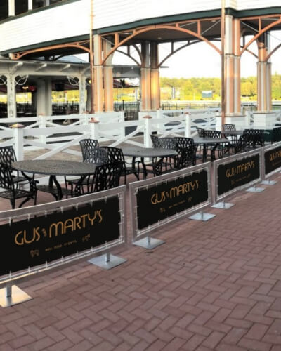 black sidewalk cafe barriers