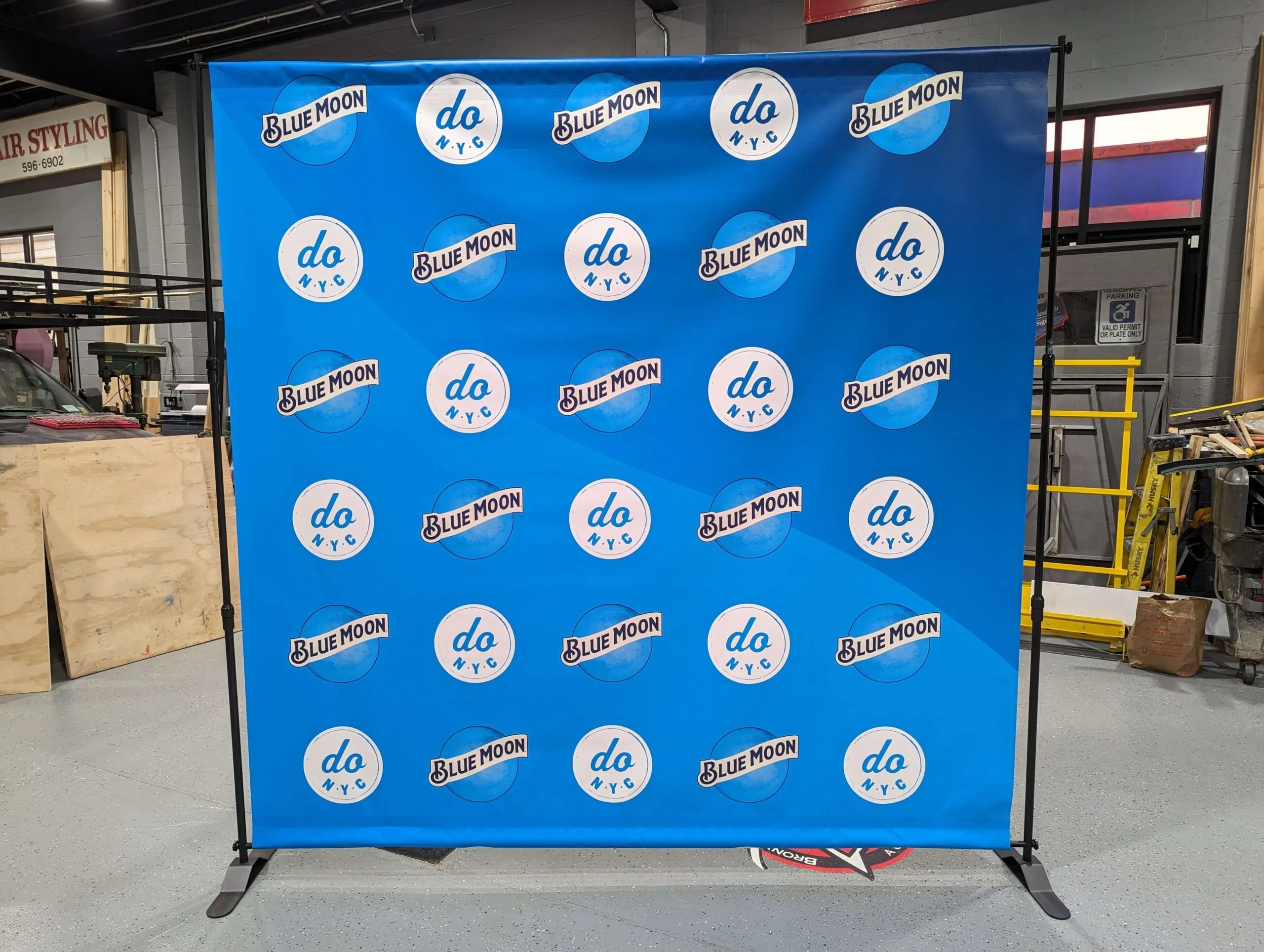 blue custom backdrop