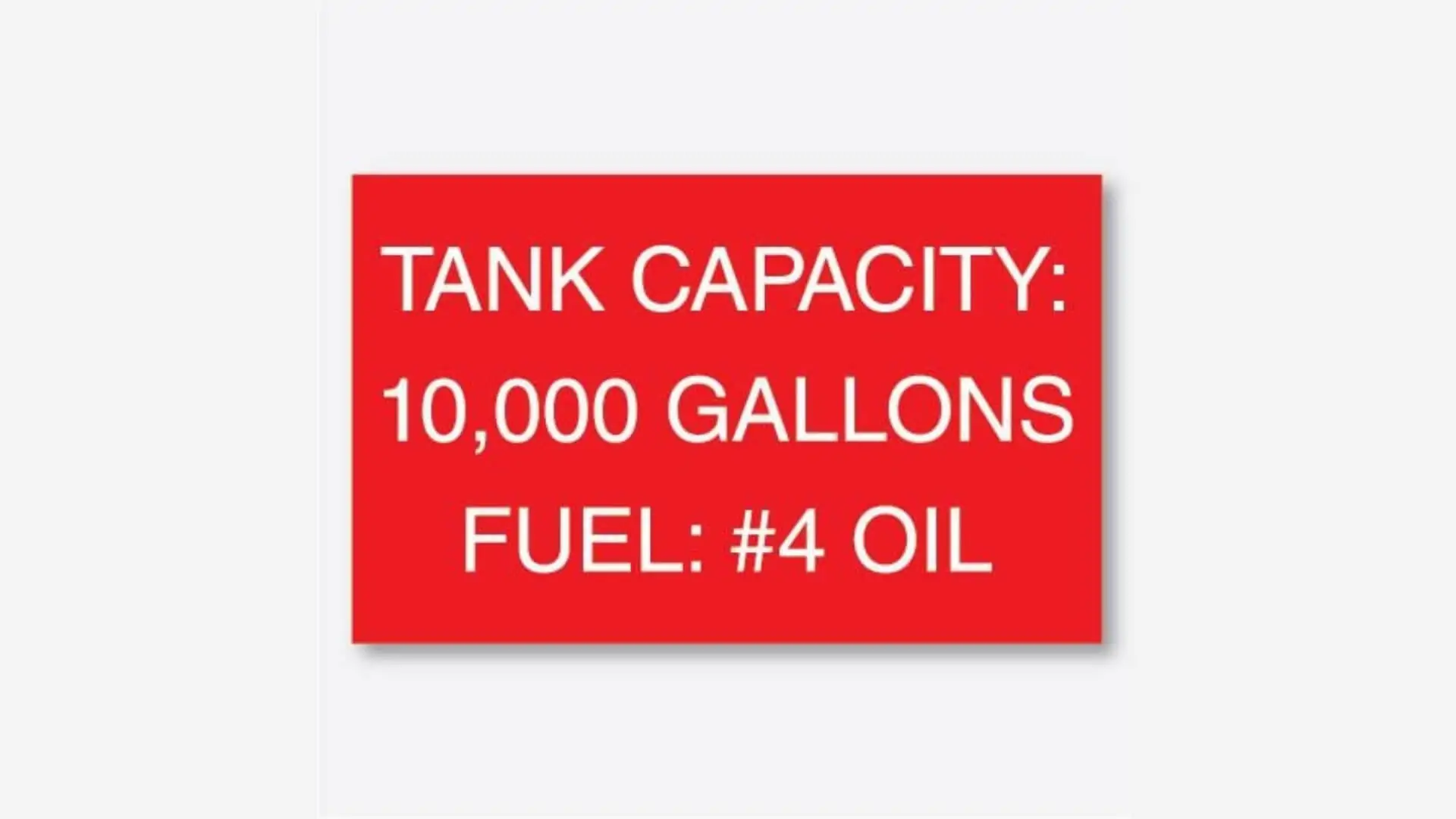 boiler room oil tank capacity sign