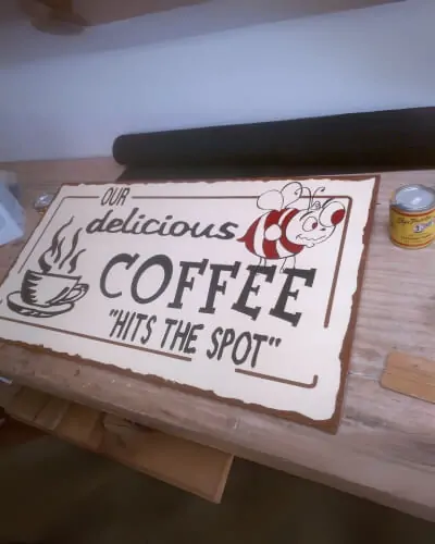 delicious coffee hand painted sign