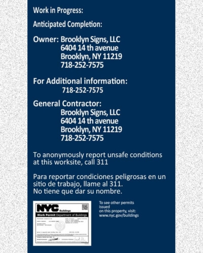 Work in Progress Signs NYC 65 demolition work in progress