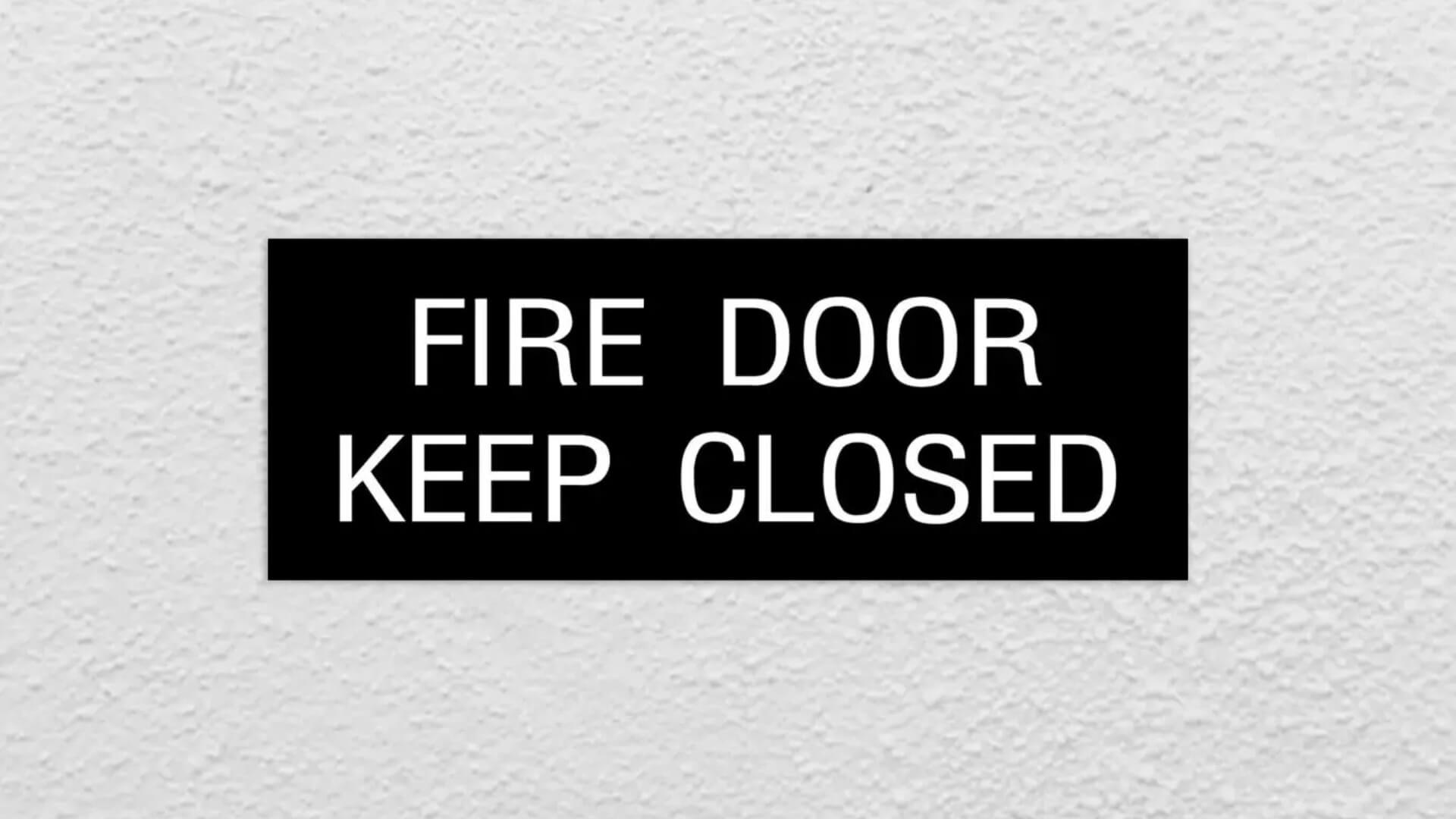 fire door closed safety signs