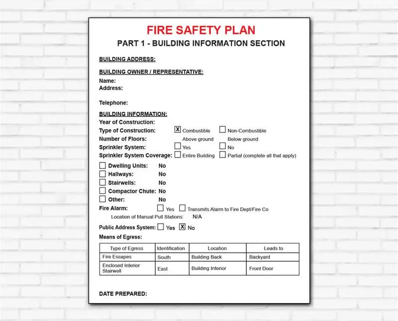 fire safety plan hpd sign
