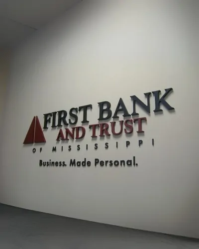first bank and trust plastic letters sign
