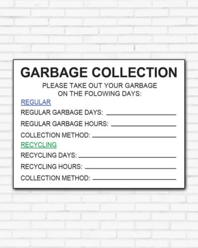 HPD Signs 41 garbage collection hpd sign