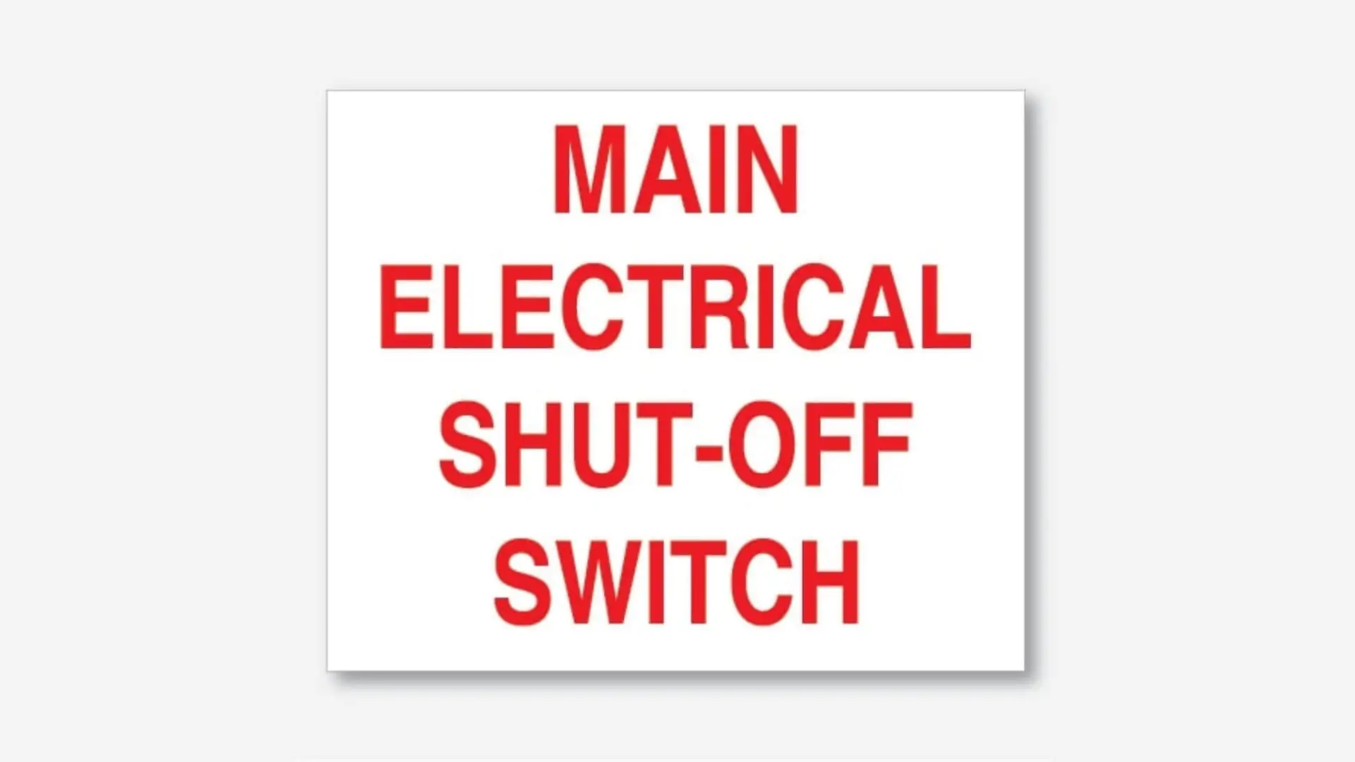 main electrical shut off sign