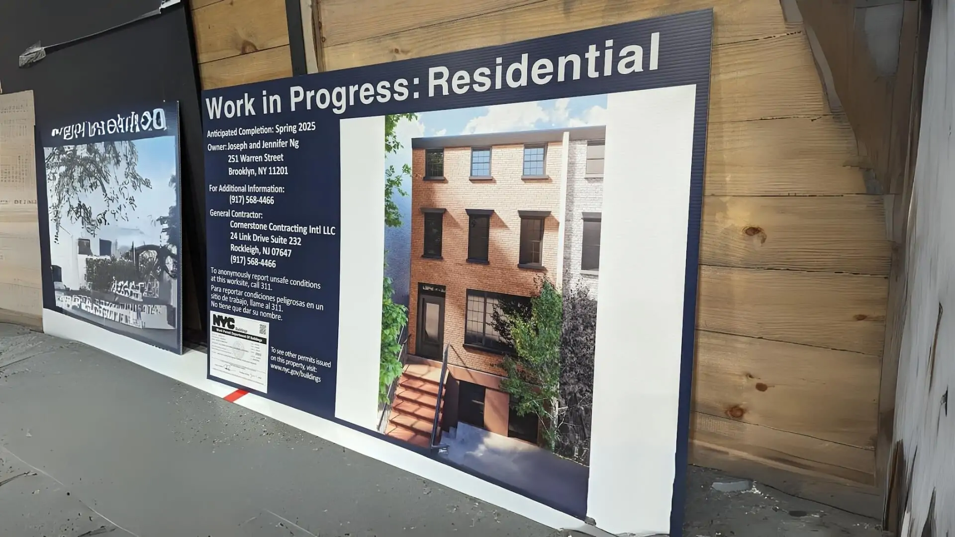 residental work in progress signs nyc