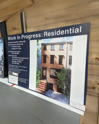 residental work in progress signs nyc