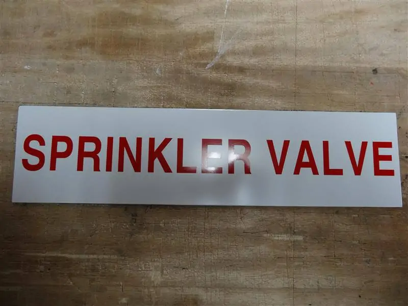 sprinkler valve fire safety signs