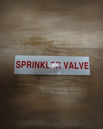 sprinkler valve fire safety signs