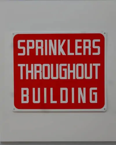 sprinklers Building fire safety signs