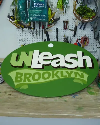 unleash brooklyn hand painted sign