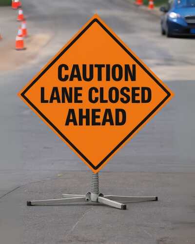 caution lane closed ahead