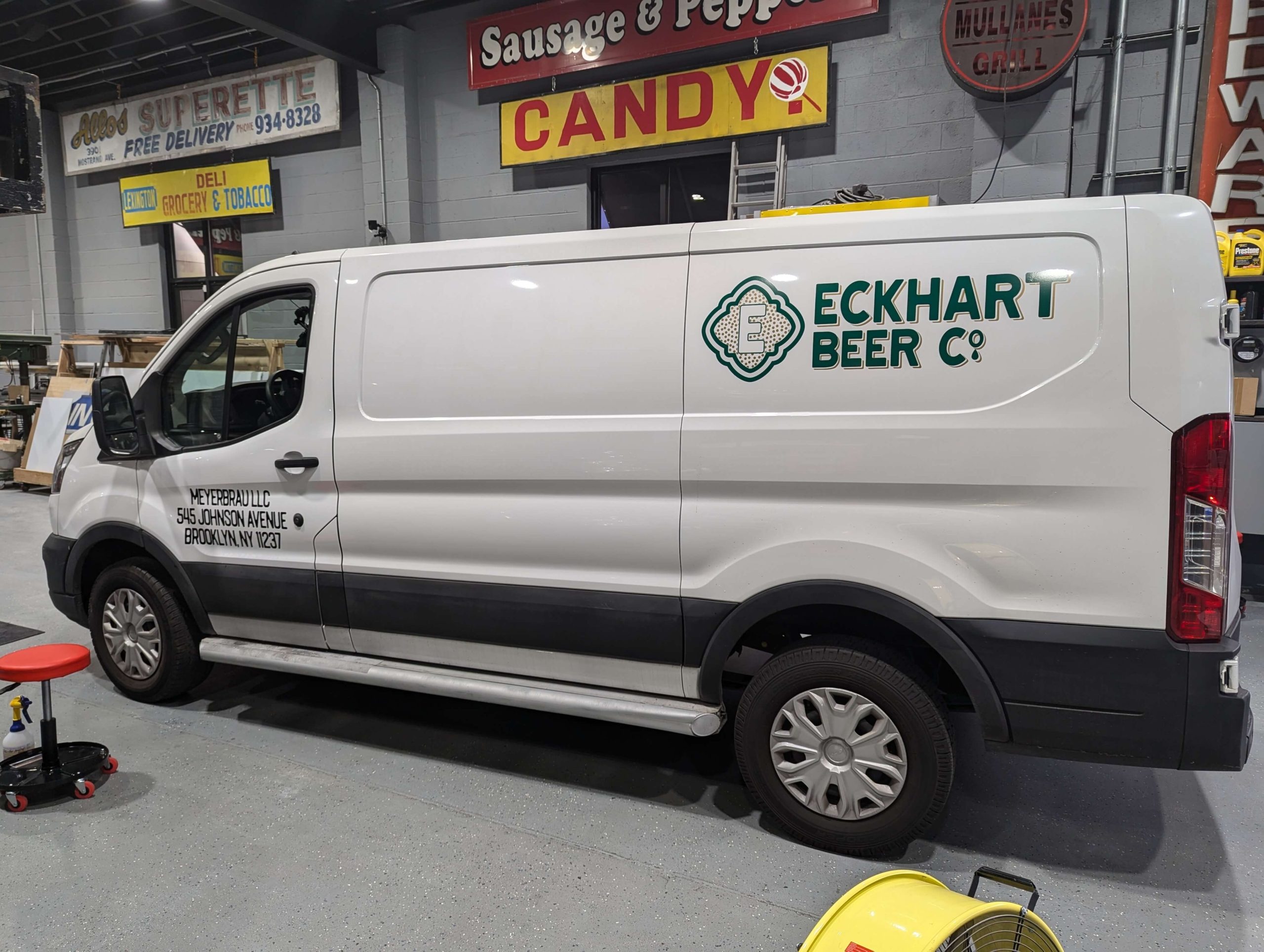 Eckhart Beer Co. transit van logo and branding nyc
