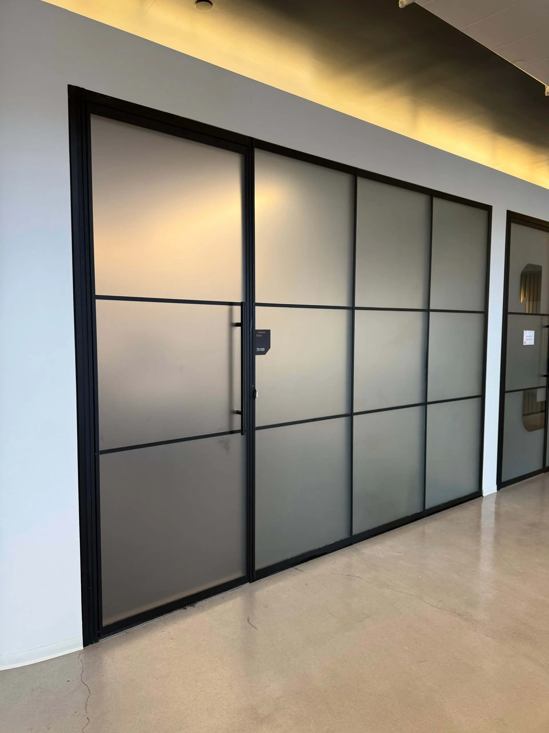 Decorative grid pattern window frosting for nyc offices