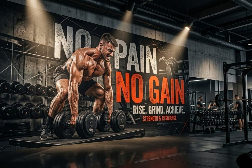 no pain no gain wall murals for gym nyc