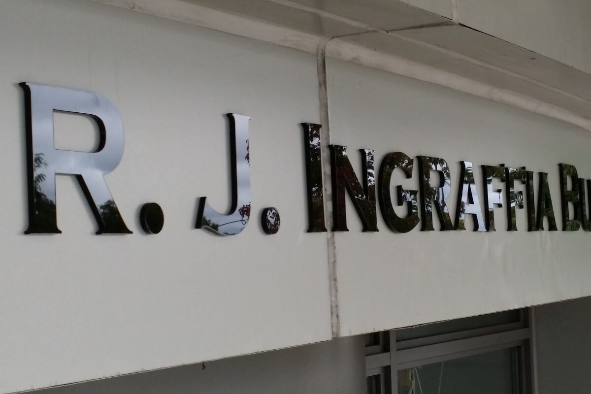 R.J. Ingraffia polished chrome metal lettering nyc