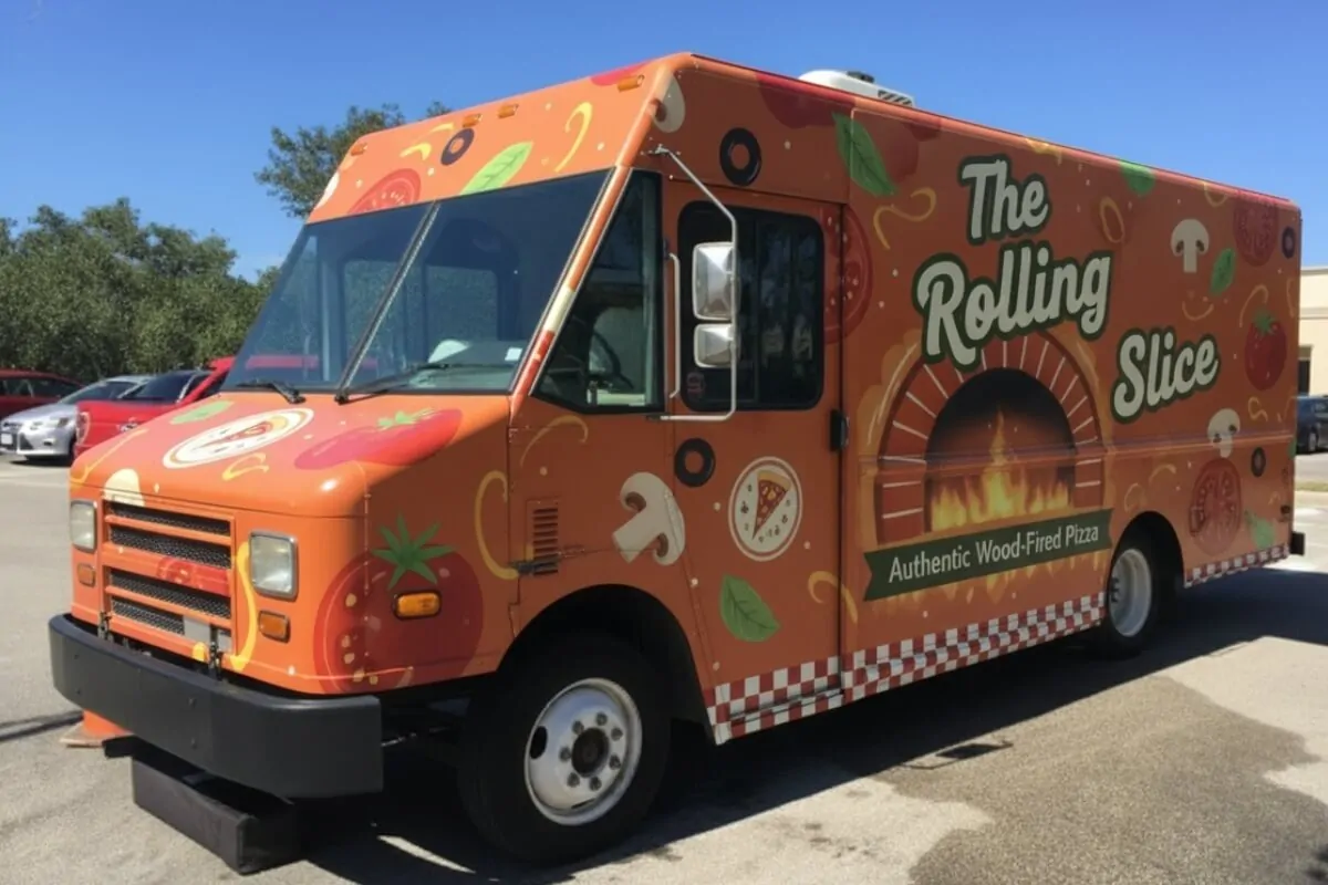 The Rolling Slice pizza truck custom vinyl wrap nyc