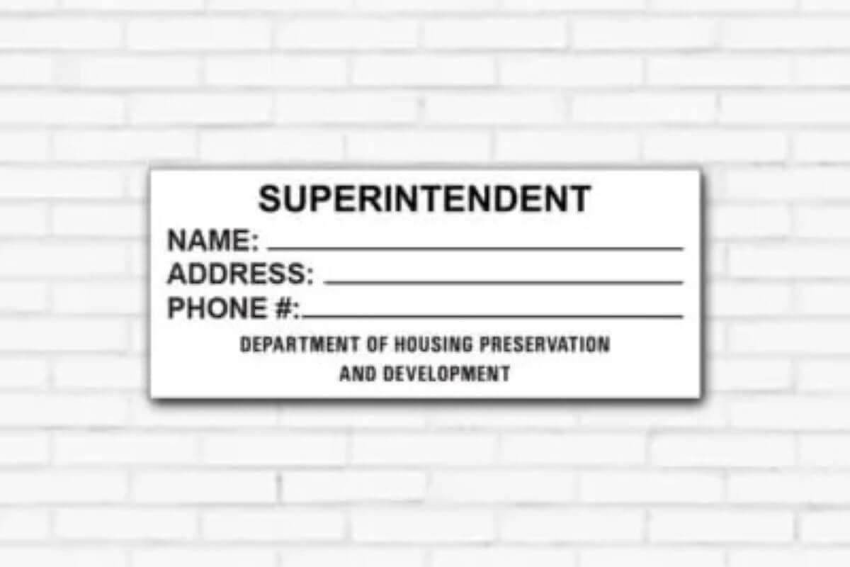 superintendent hpd signage nyc