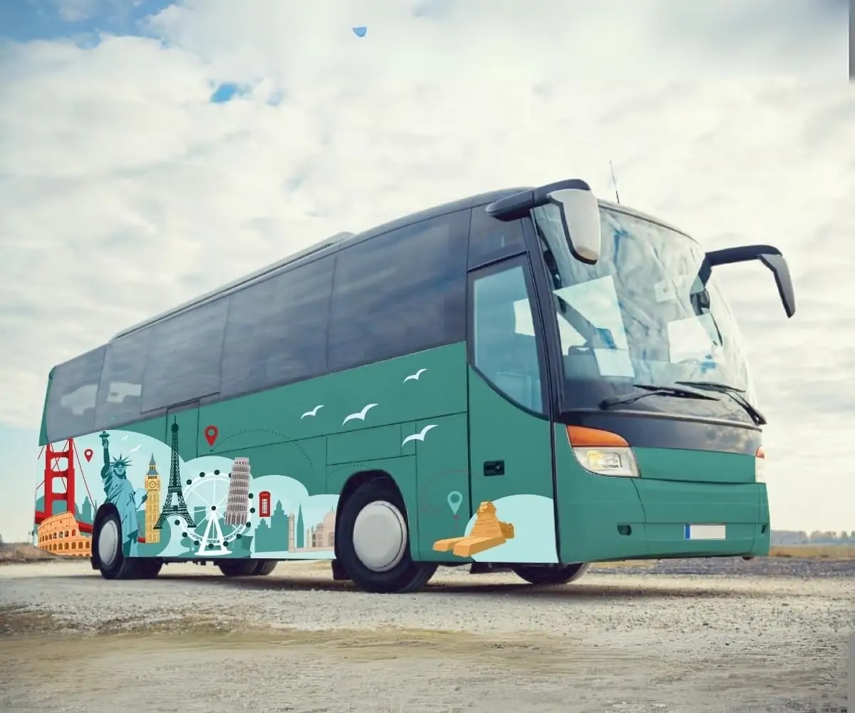 custom tour bus vinyl wrap by Signs nyc