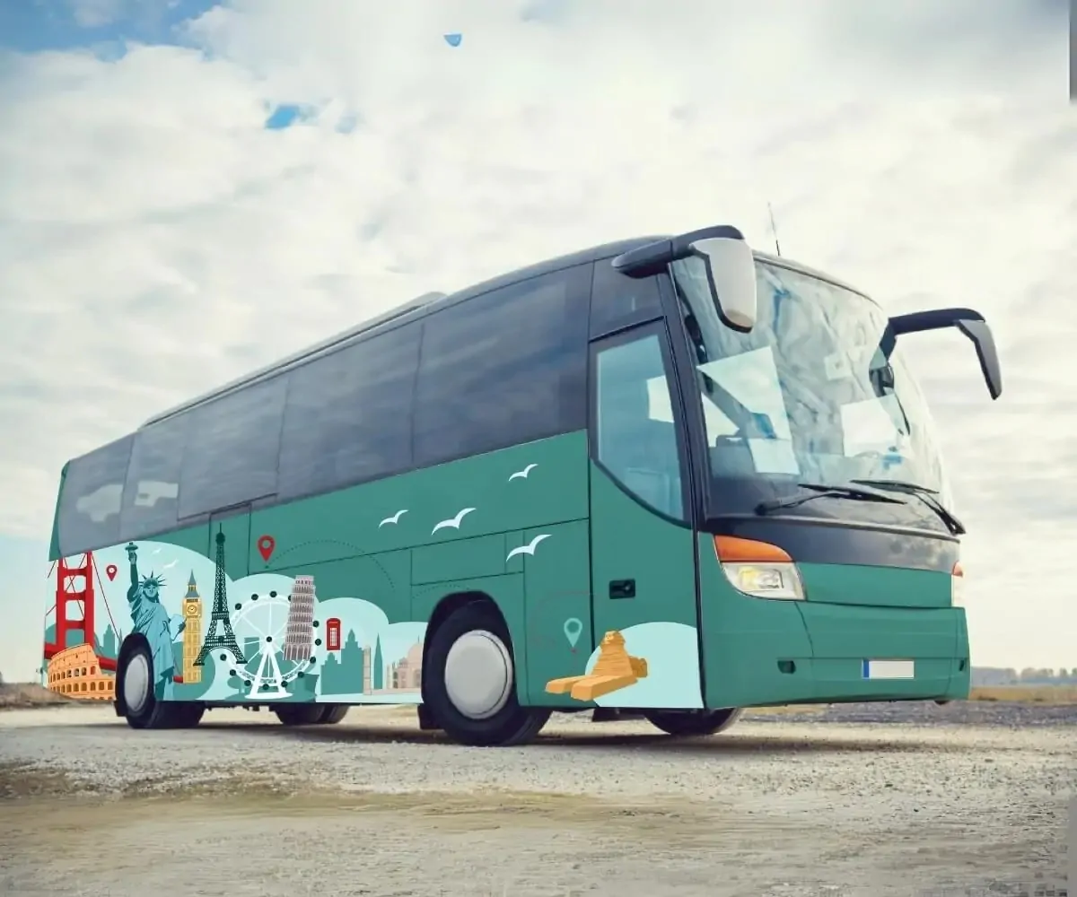 custom tour bus vinyl wrap by Signs nyc