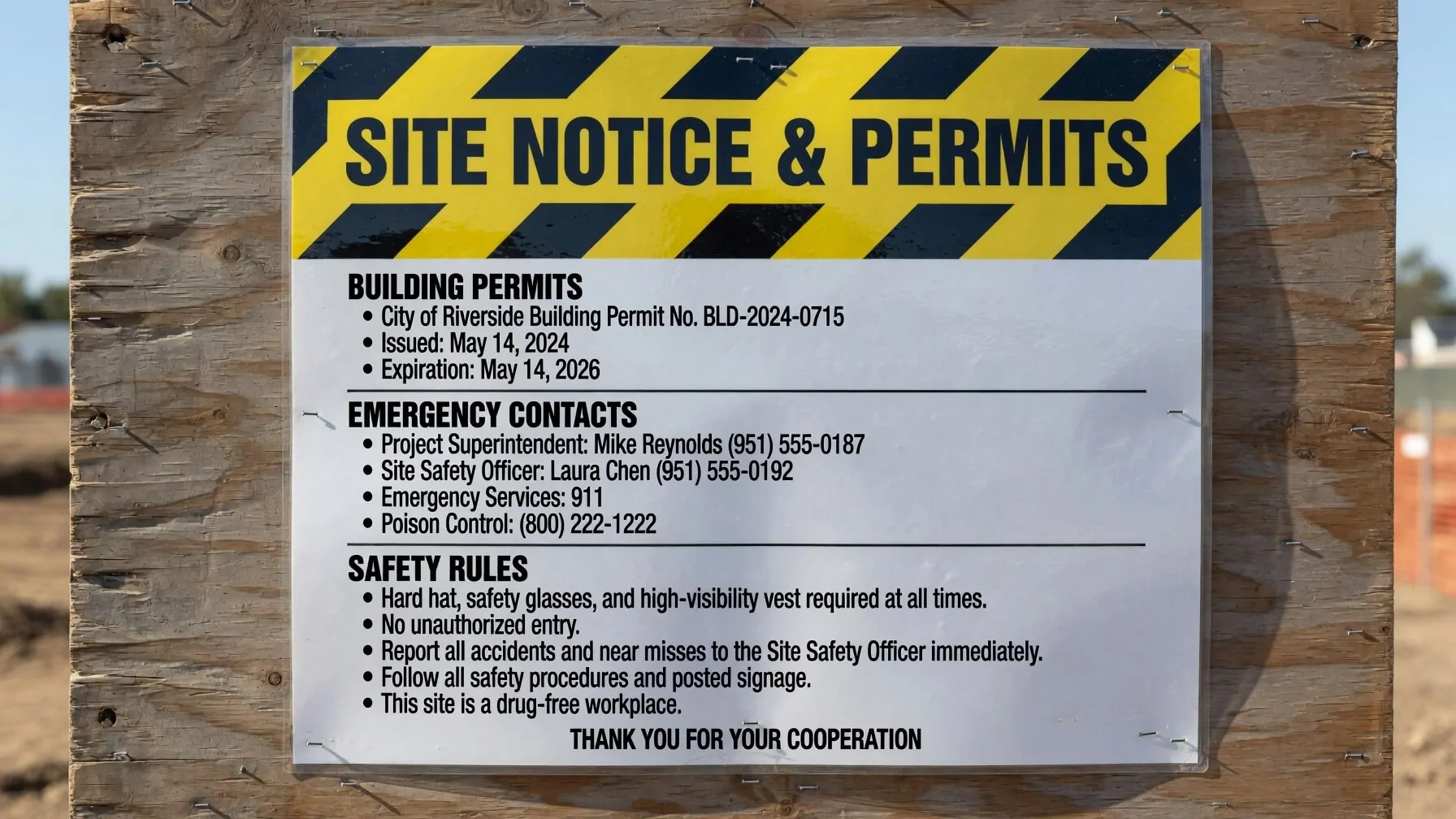 construction and site notices