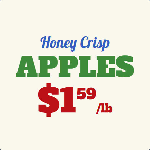 Honey Crisp apples paper sign