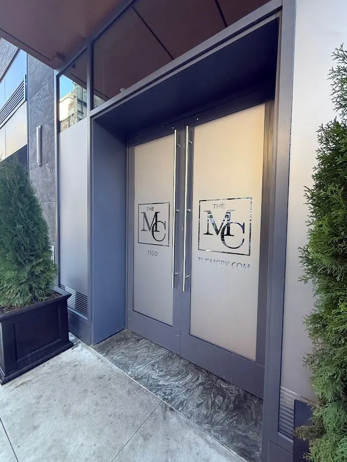 Logo frosting on a residential building entrance