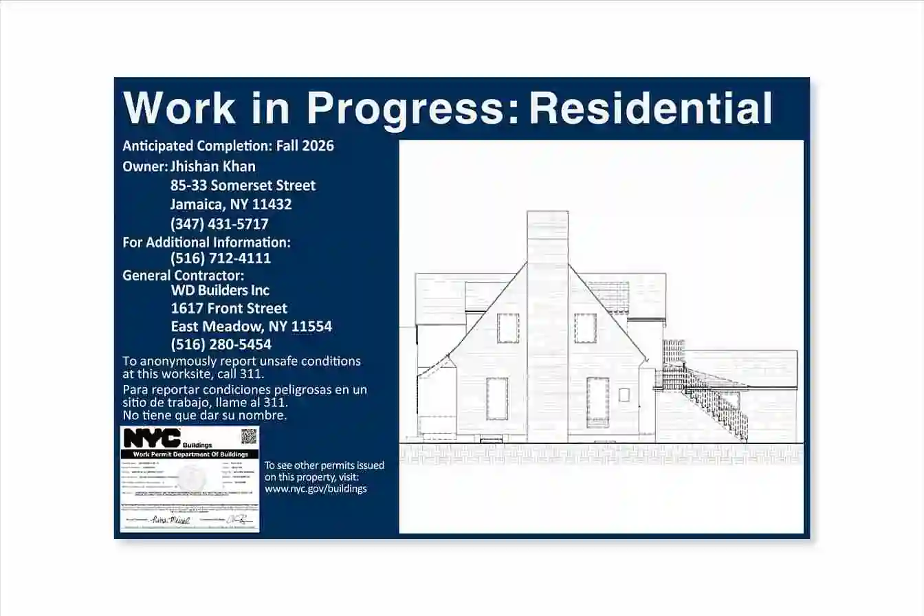 Work in Progress Sign, Residential