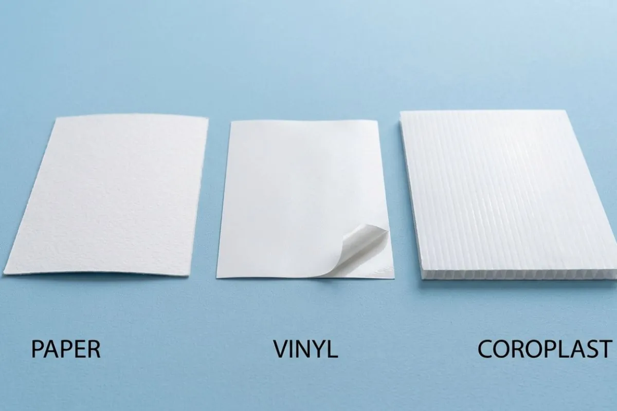 Paper, vinyl and Coroplast sign materials compared